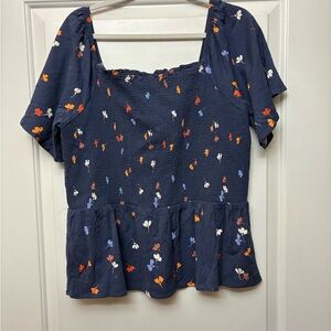 NWT Market & Spruce Navy Floral Blouse